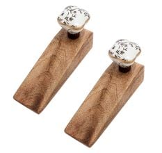 2 Pieces Golden Leaf Flower Square Ceramic Wooden Door Stopper